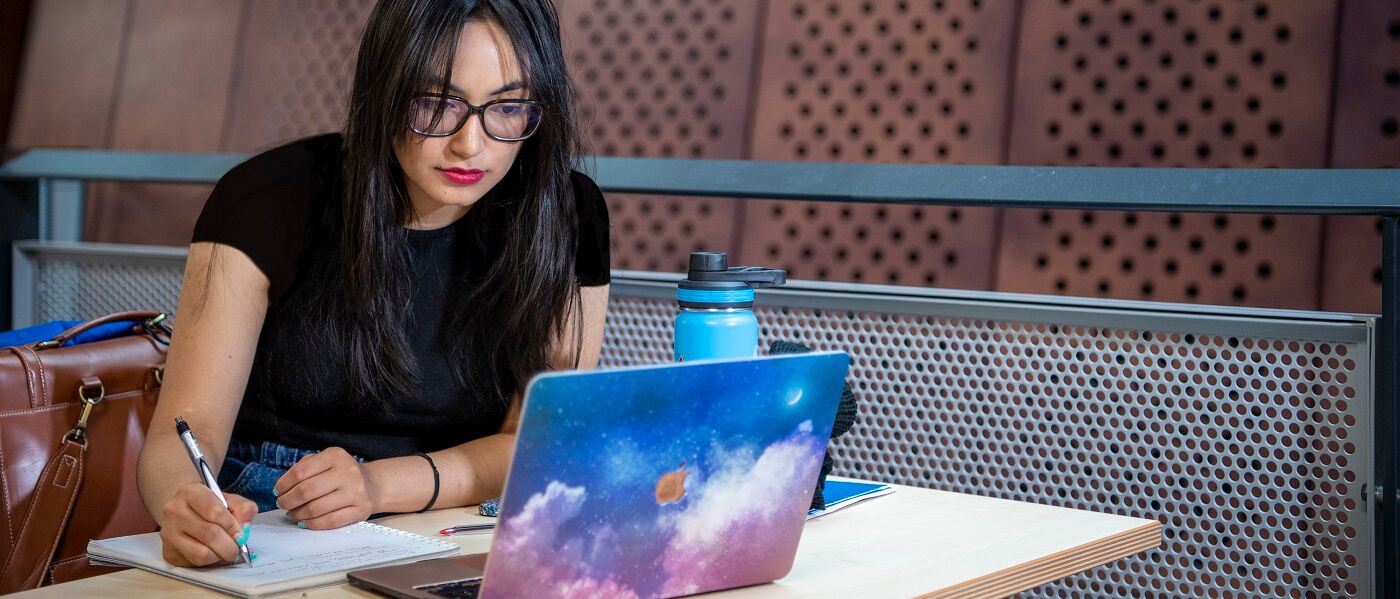 Student using laptop