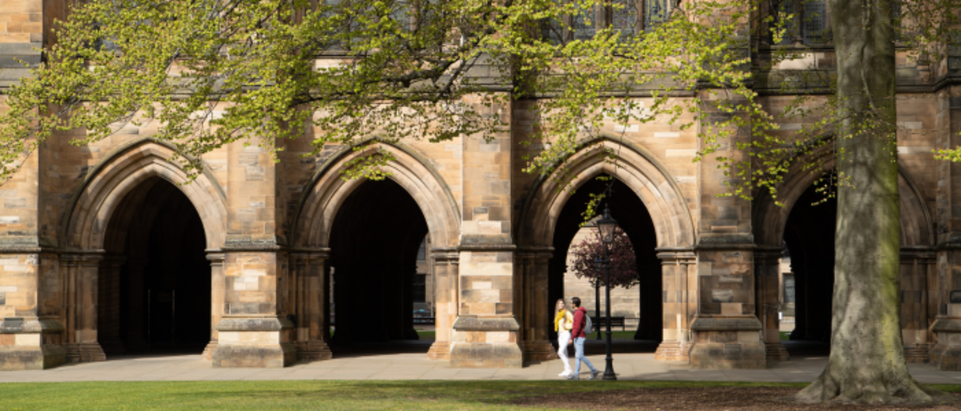 Students walking in the Cloisters