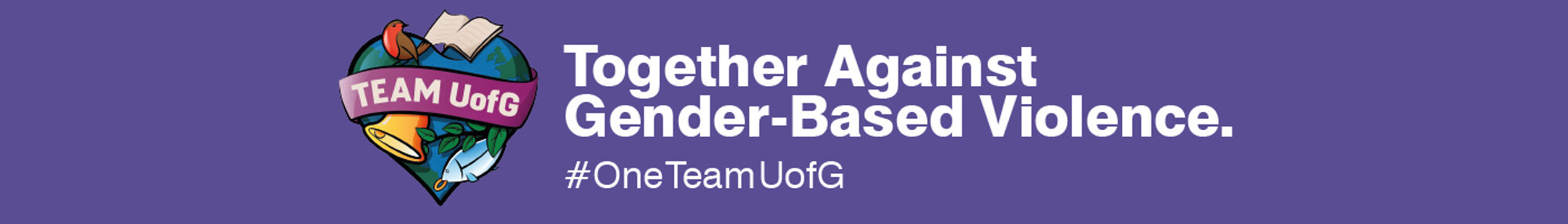 Purple banner with logo stating 'together against gender-based violence'