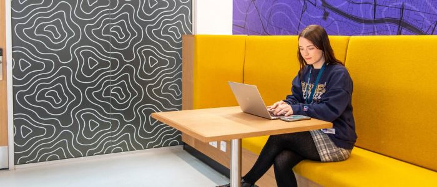 Student studying in the Clarice Pears building