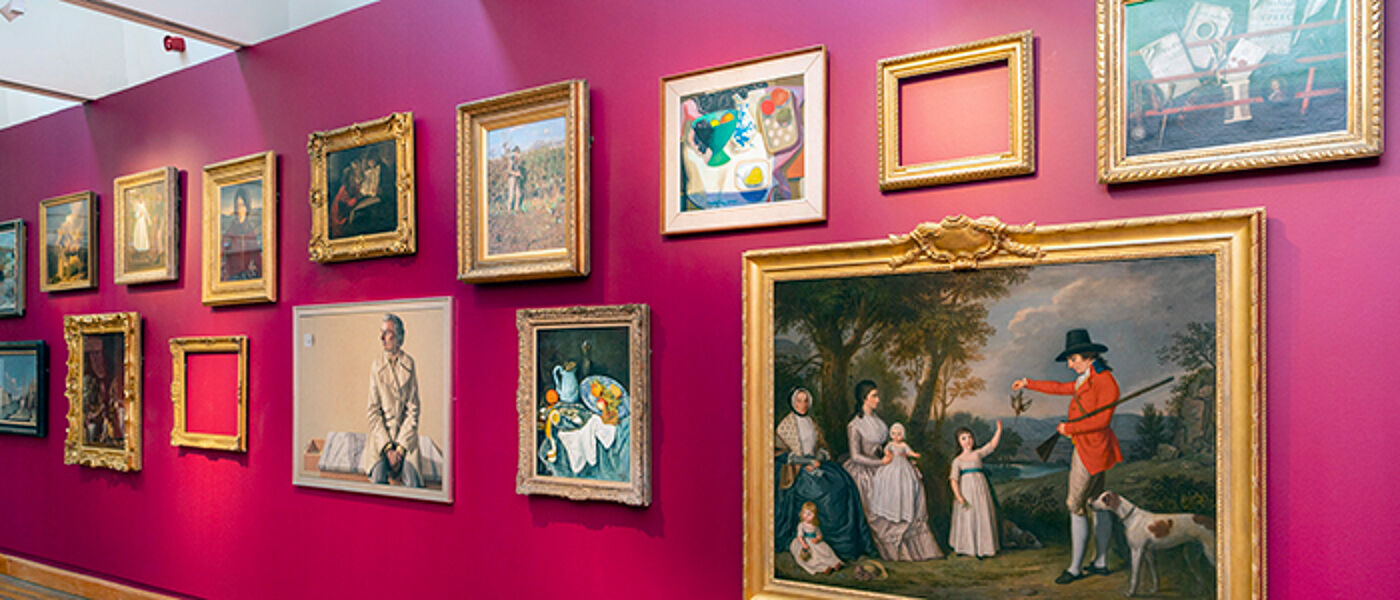 Paintings on the wall in the Hunterian Art Gallery