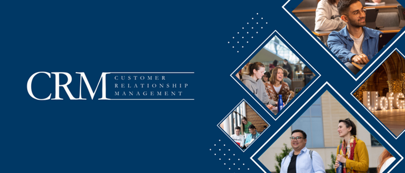 Customer Relationship Management banner with mosaic images of students