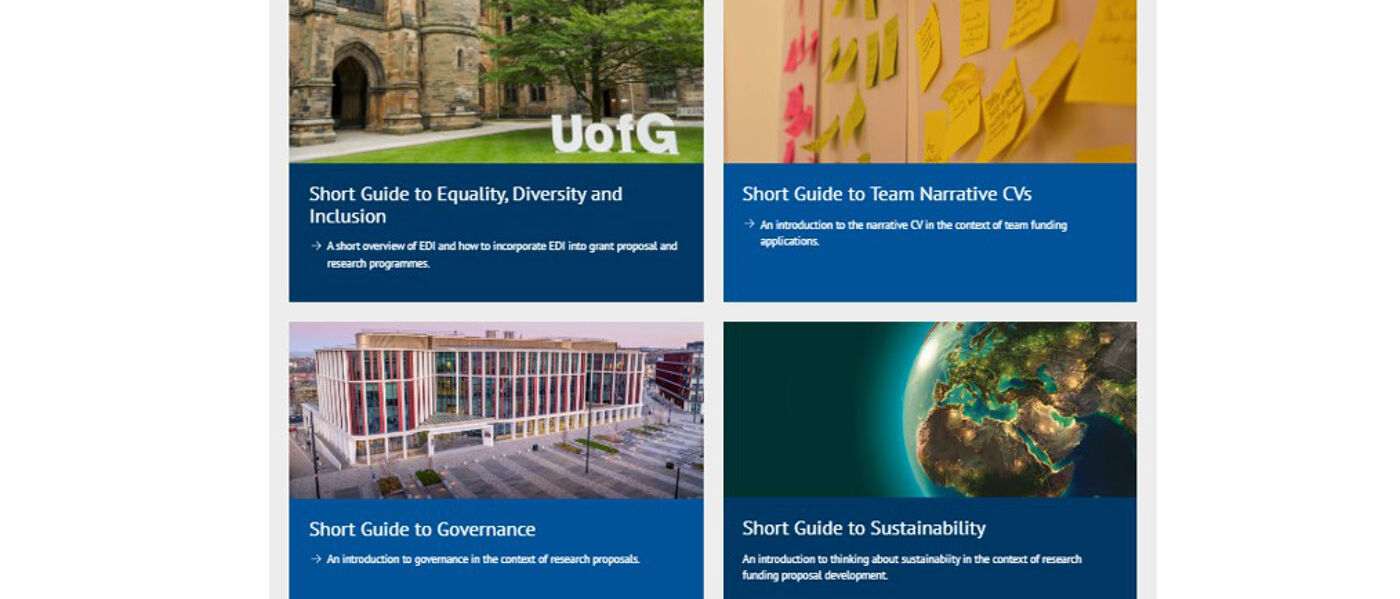 Screenshot of the Short Guides landing page