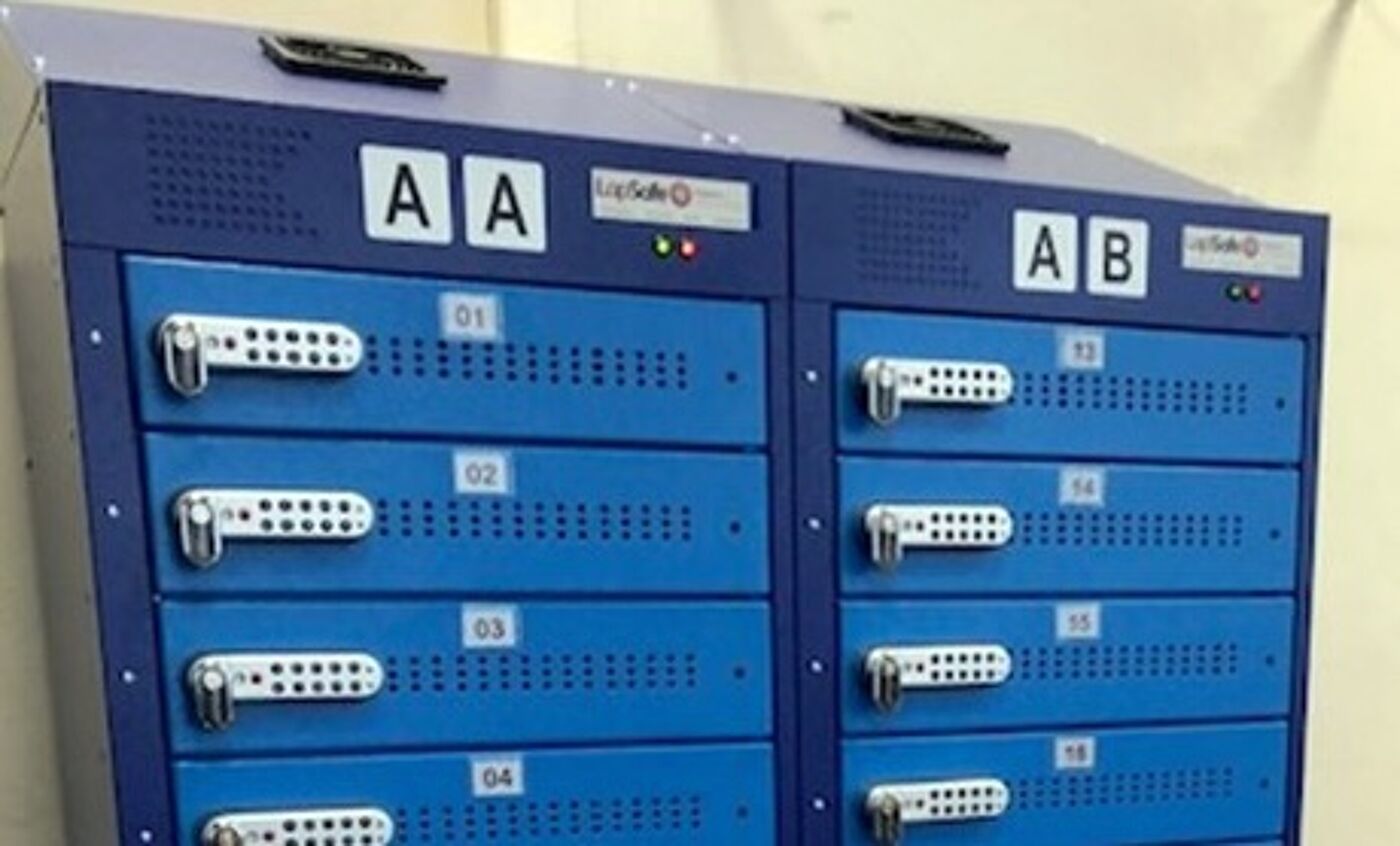 Charging lockers at the James Ireland Memorial Library