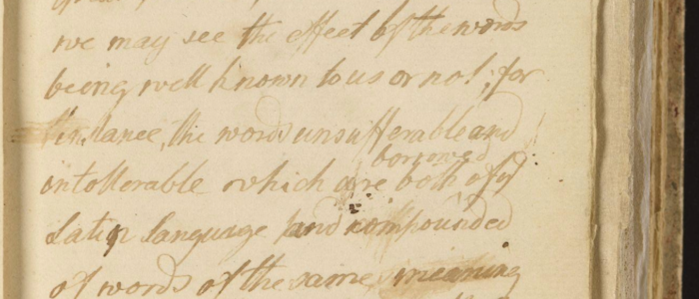 Notes of Dr. Smith's rhetorick lectures. Vol 1. with faded text source: Amy laux