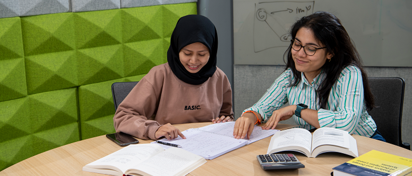 Two students studying mathematics together