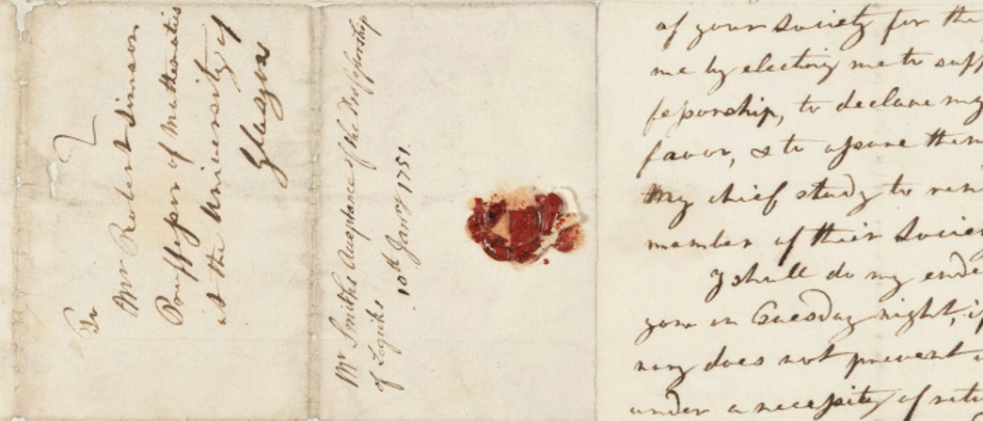 Adam Smith Letter of Appointment as Professor of Logic Source: Amy Laux