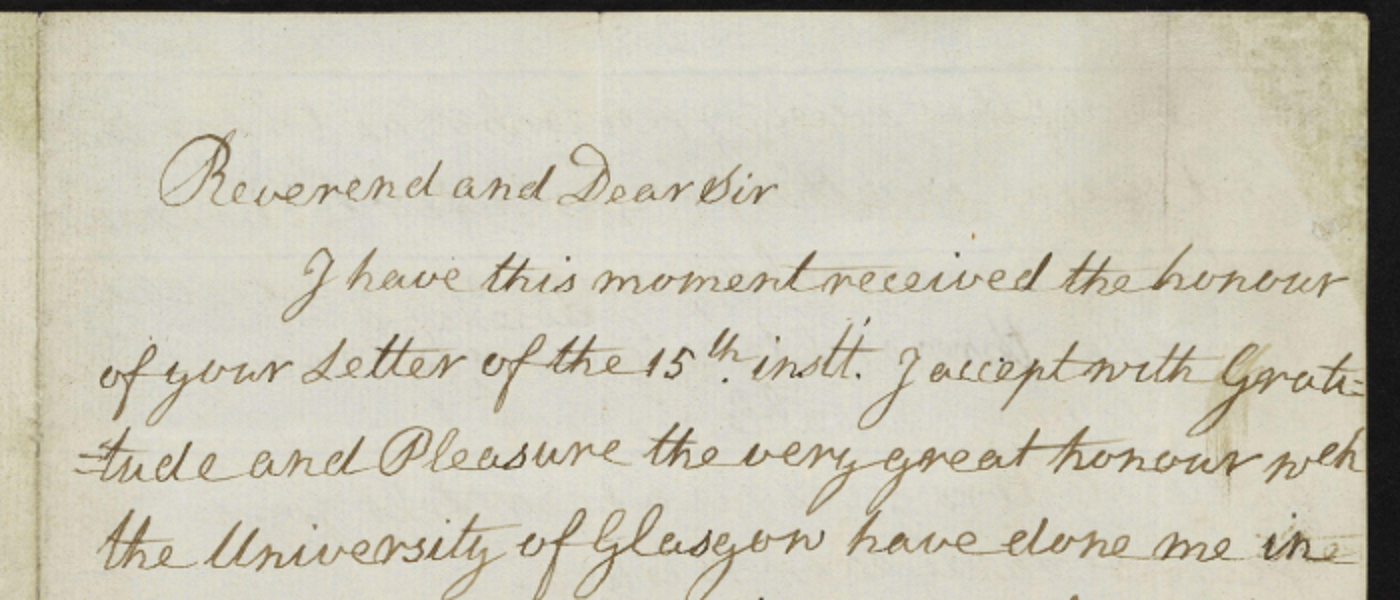 Letter from Adam Smith to Archibald Davidson, Source: Amy Laux