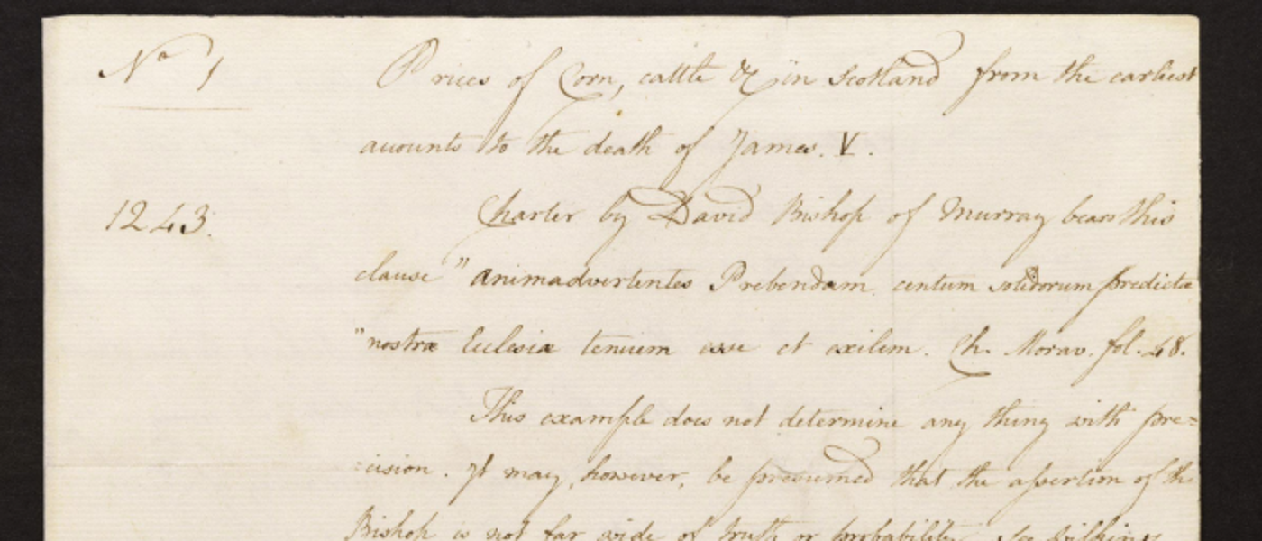 Prices of corn, cattle &c in Scotland to the death of James the 5th Source: Amy Laux