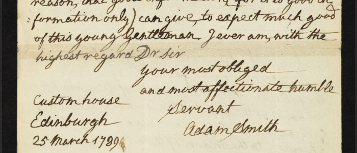 Letter from Adam Smith to Henry Dundas Source: Amy Laux
