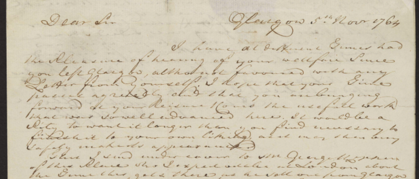 Letter from John Glassford to Adam Smith Source: Amy Laux