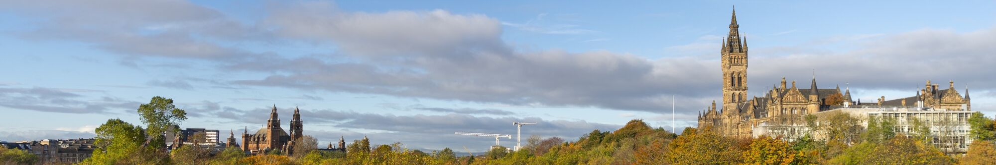 View of the Gilbert Scott Building from Kelvingrove Park