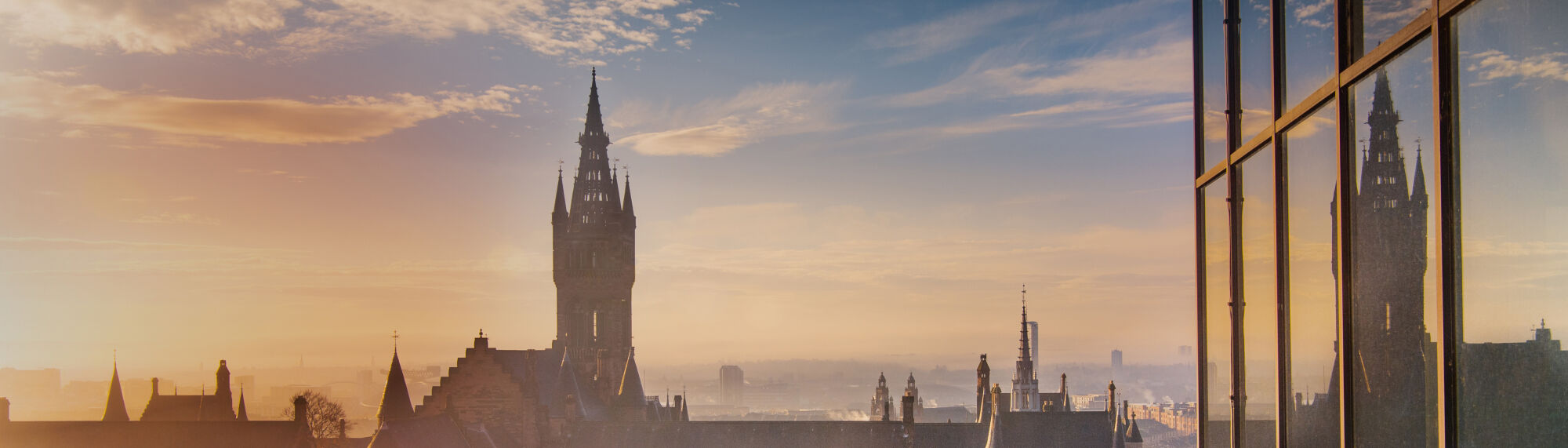 A view of the Gilbert Scott Building's tower