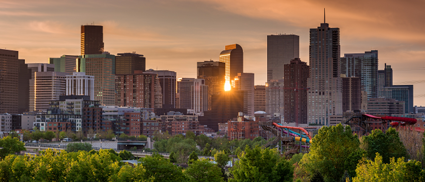 Denver skyline at sunrise