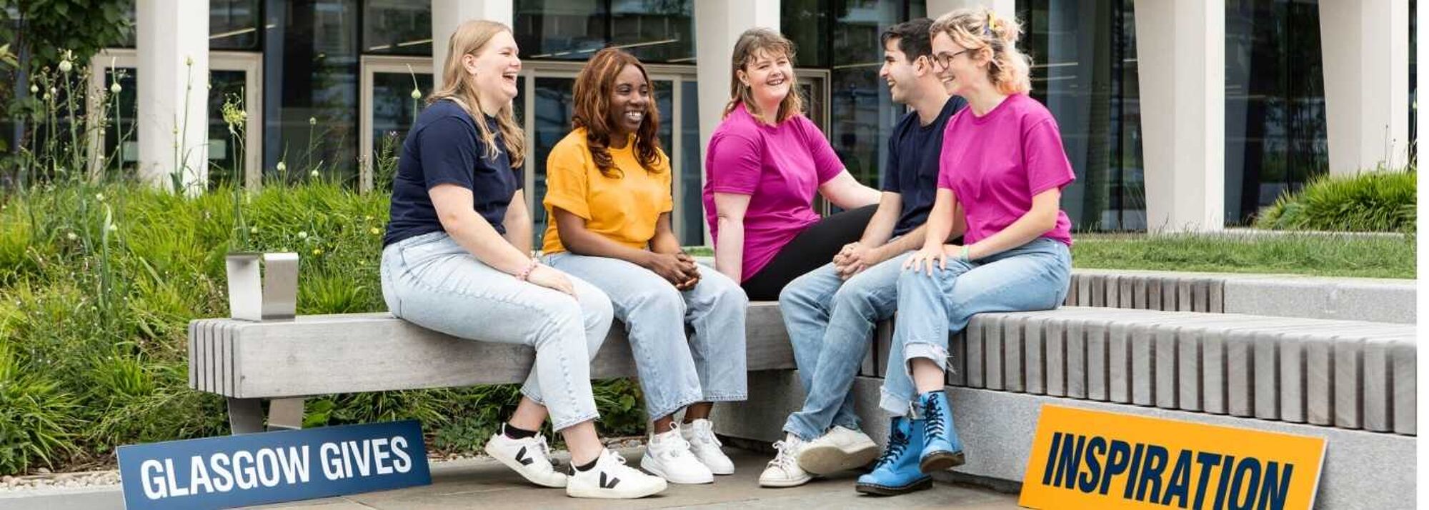 Students laughing together outdoors