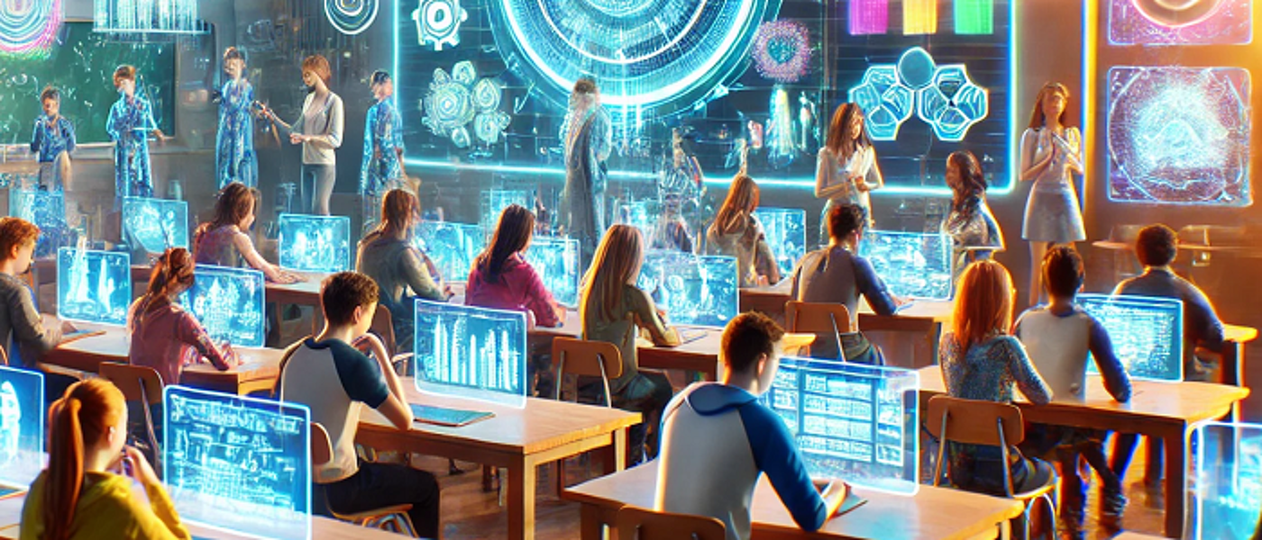 Illustration of futuristic classroom