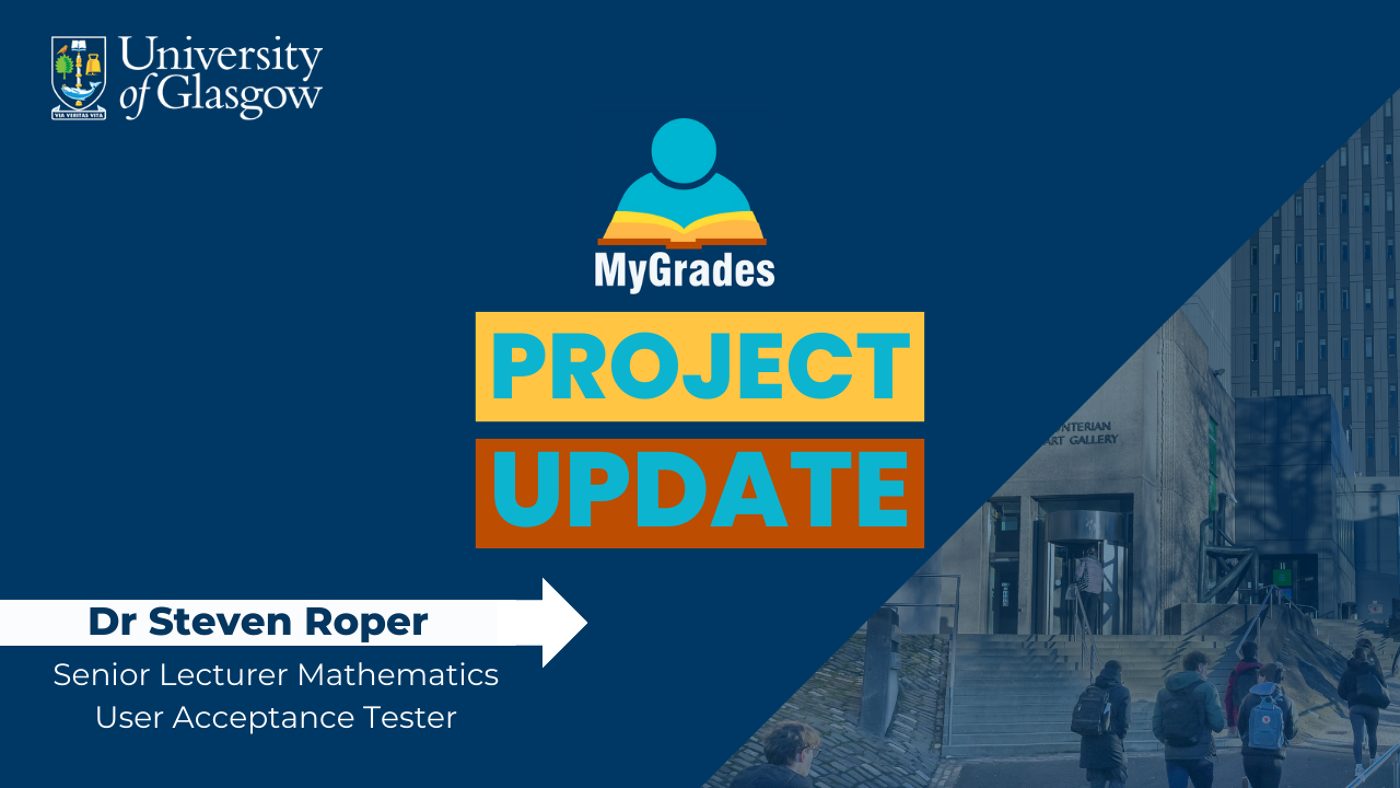 Project icon on a blue background with image of university library
