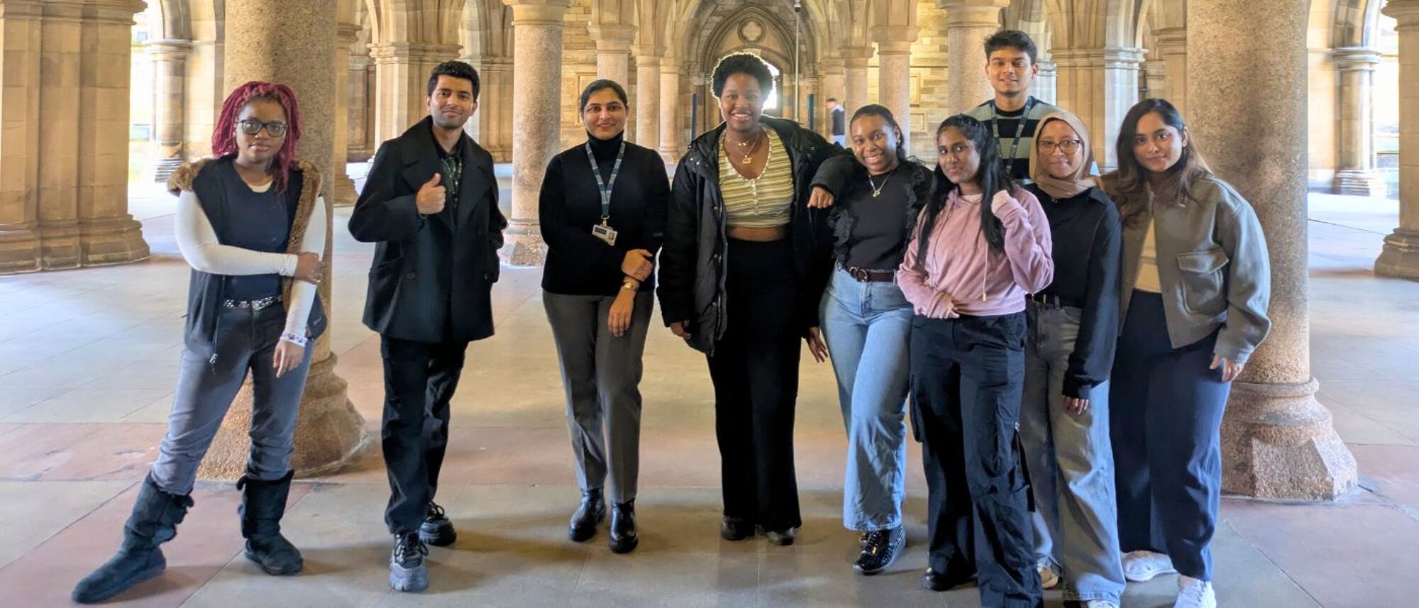 Students in the cloisters from the 2025 telephone campaign