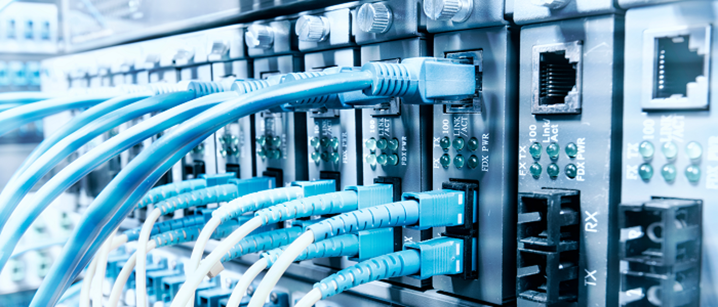 Fibre optic cables blue