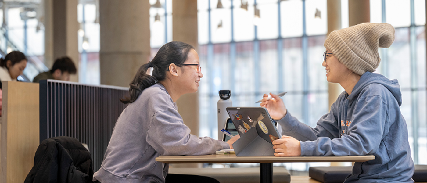 Two students studying together in University