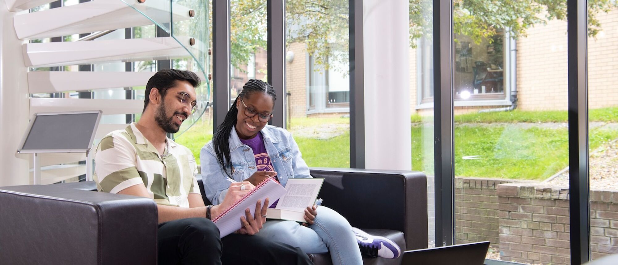 students studying in the library cafe