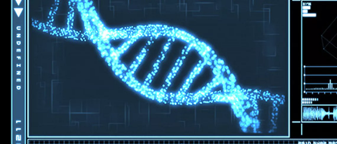 Screen with DNA in blue