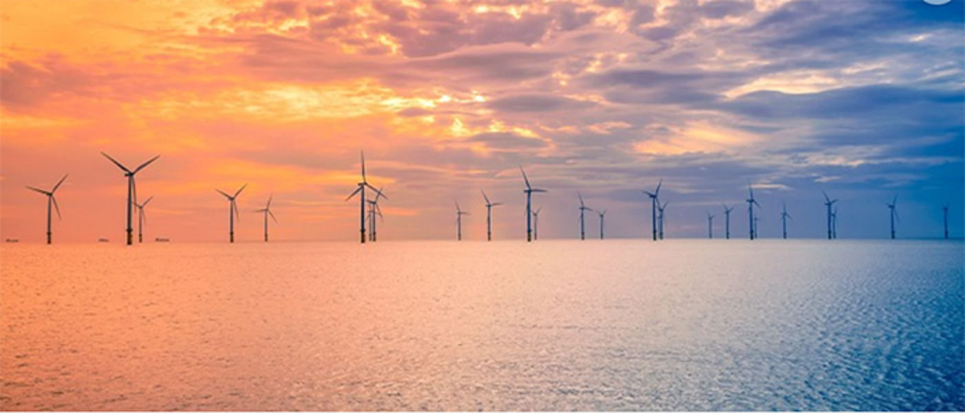 Image of an offshore wind against a red sky