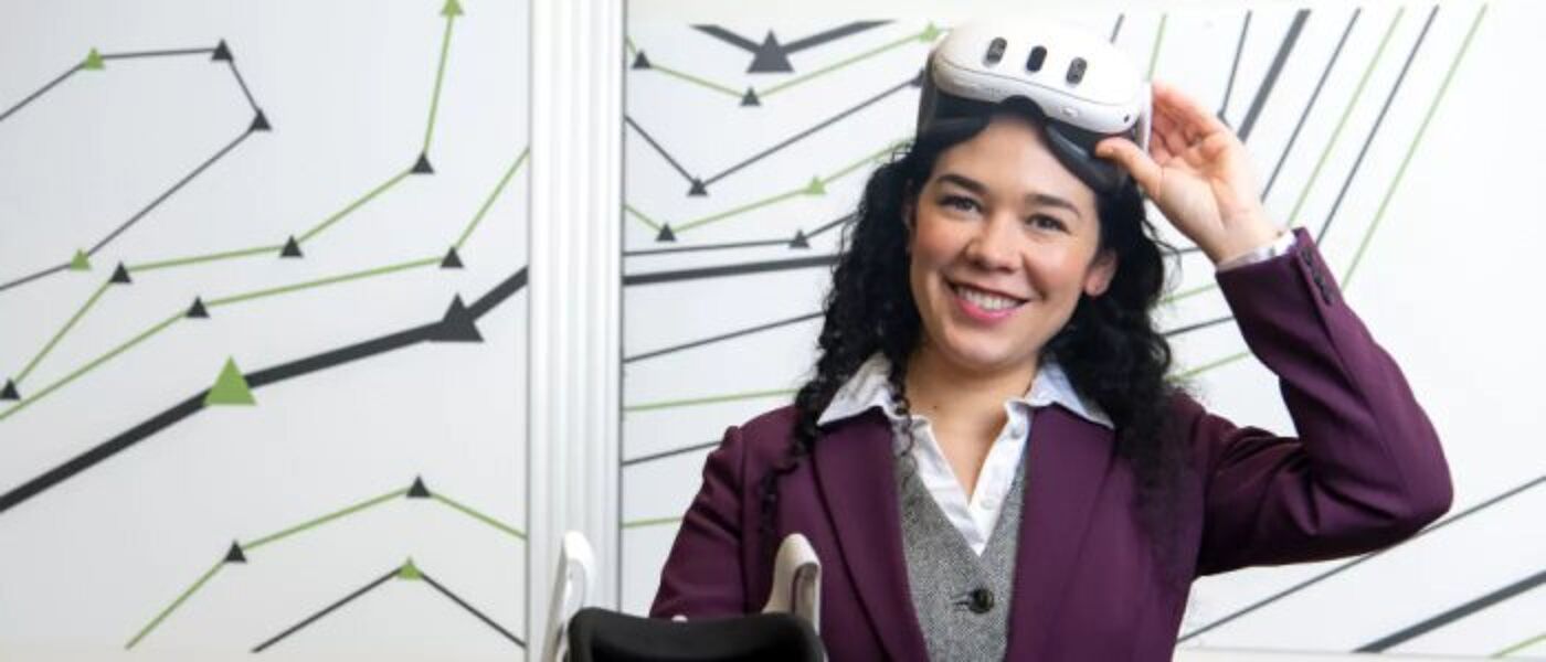 woman with XR headset