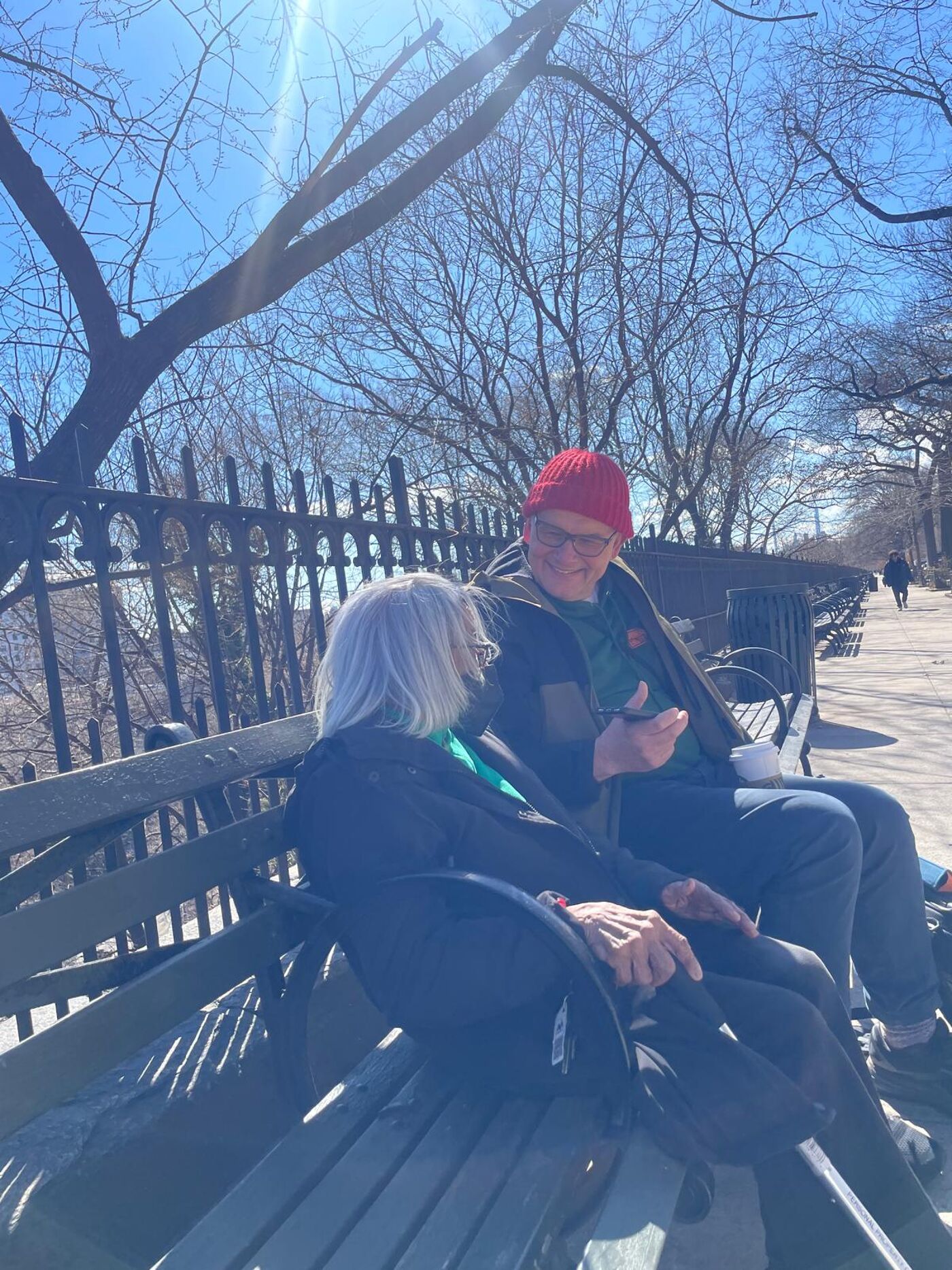 Les and LeVerne on a park bench in Harlem