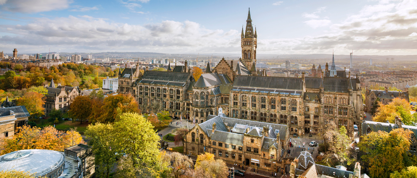 University of Glasgow's Gilbert Scott Building photographed from above