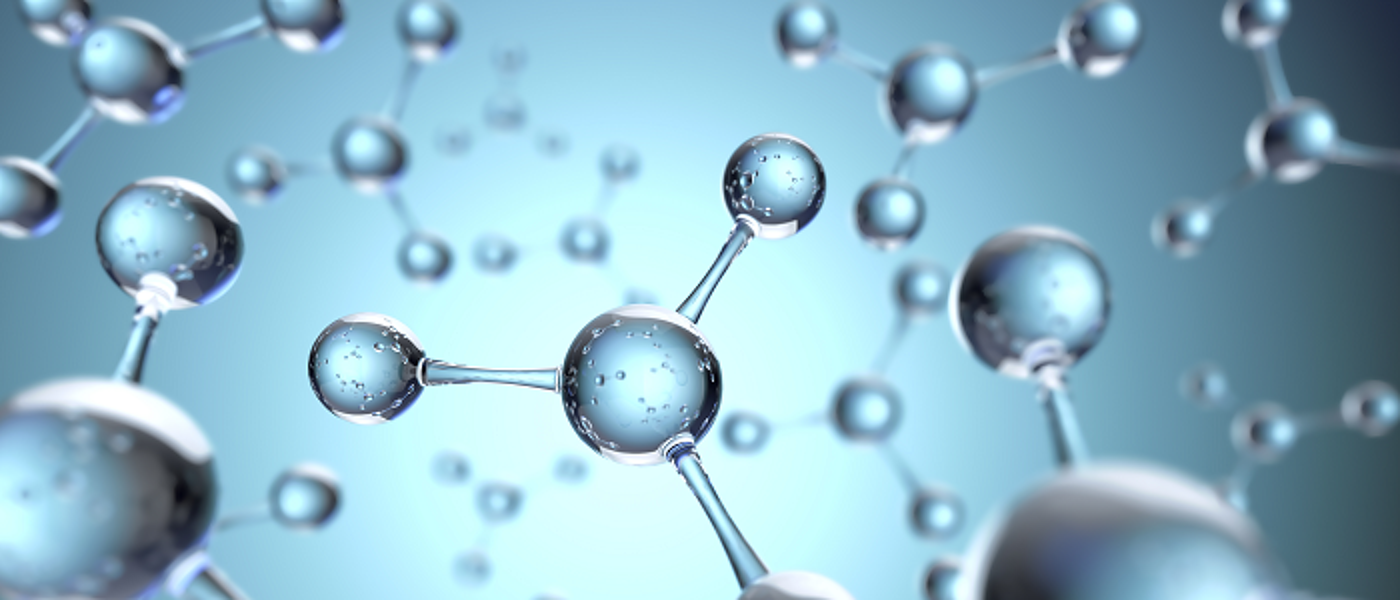 Graphic of molecular network with blue background