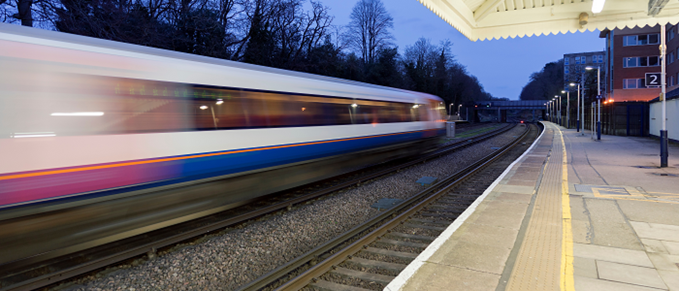 Train passing through station