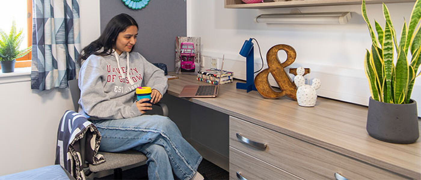 Student in university accommodation