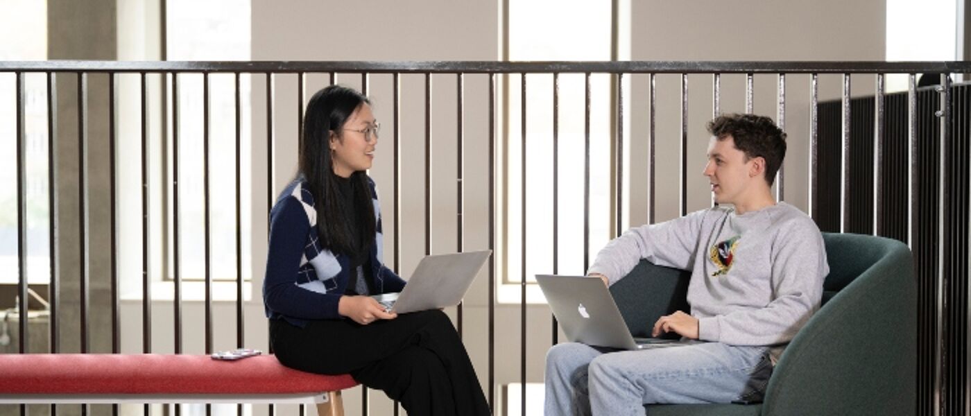 Students studying in the Adam Smith Building