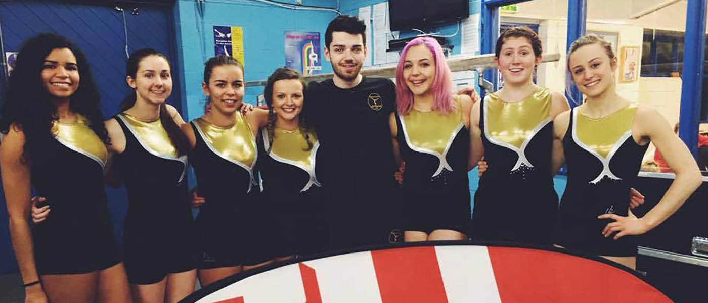 Gymnastics club posing for a team photograph