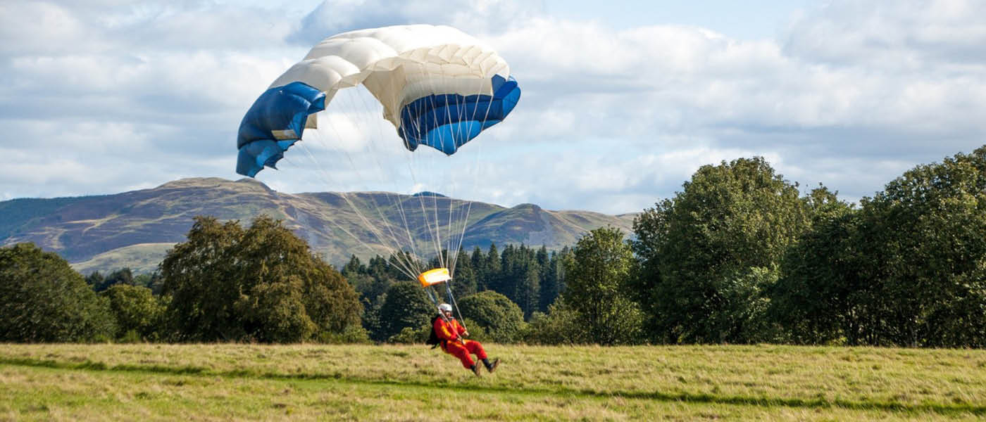Student landing after a successful skydive