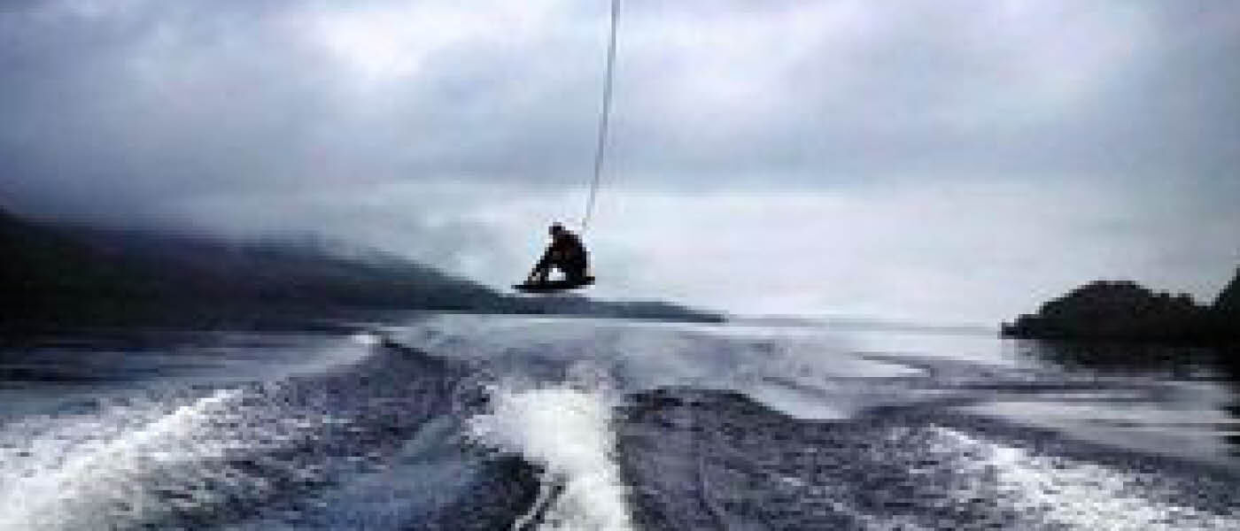 Student jumping on a wakeboard