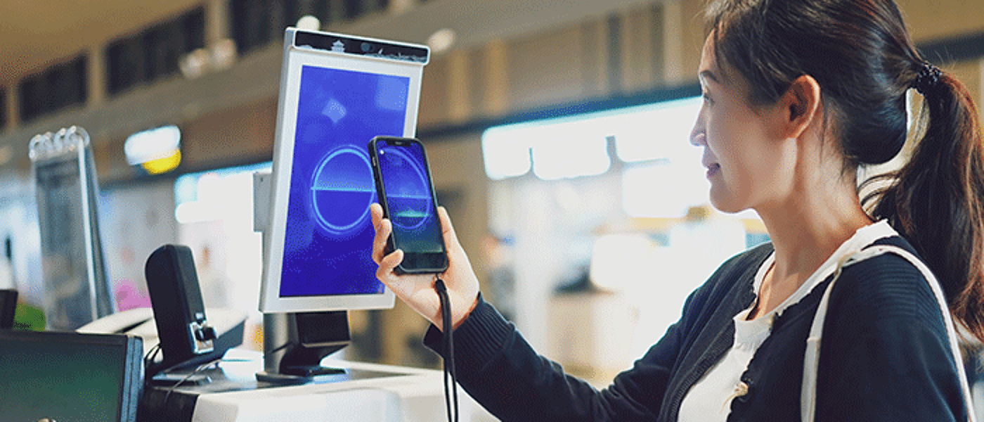 Woman using phone technology