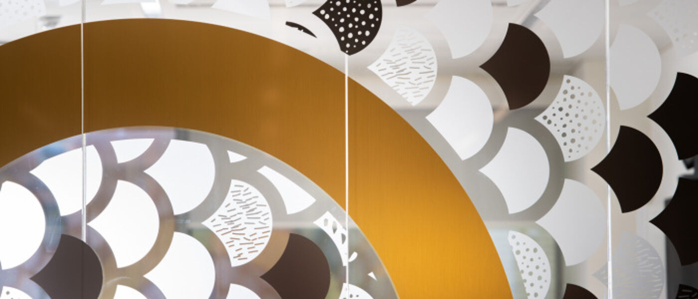 ARC Building Glass Manifestation design - fish scales