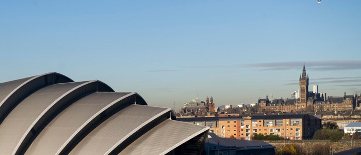 View over SEC Armadillo towards University Tower