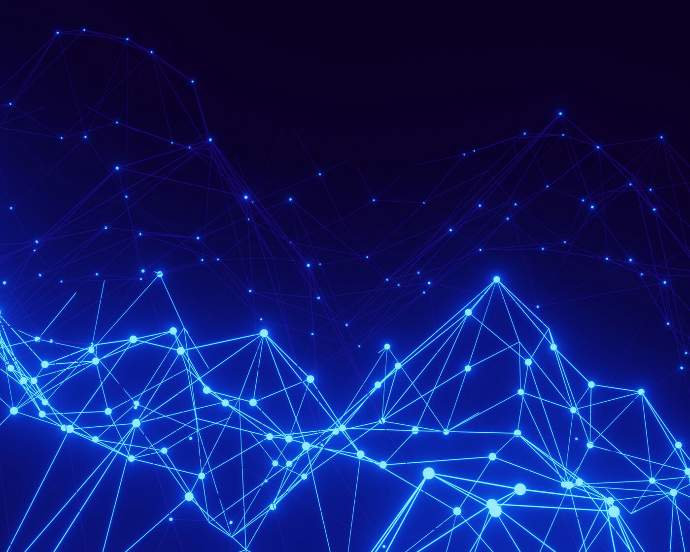 This picture shows an abstract depiction of a blue network of lights