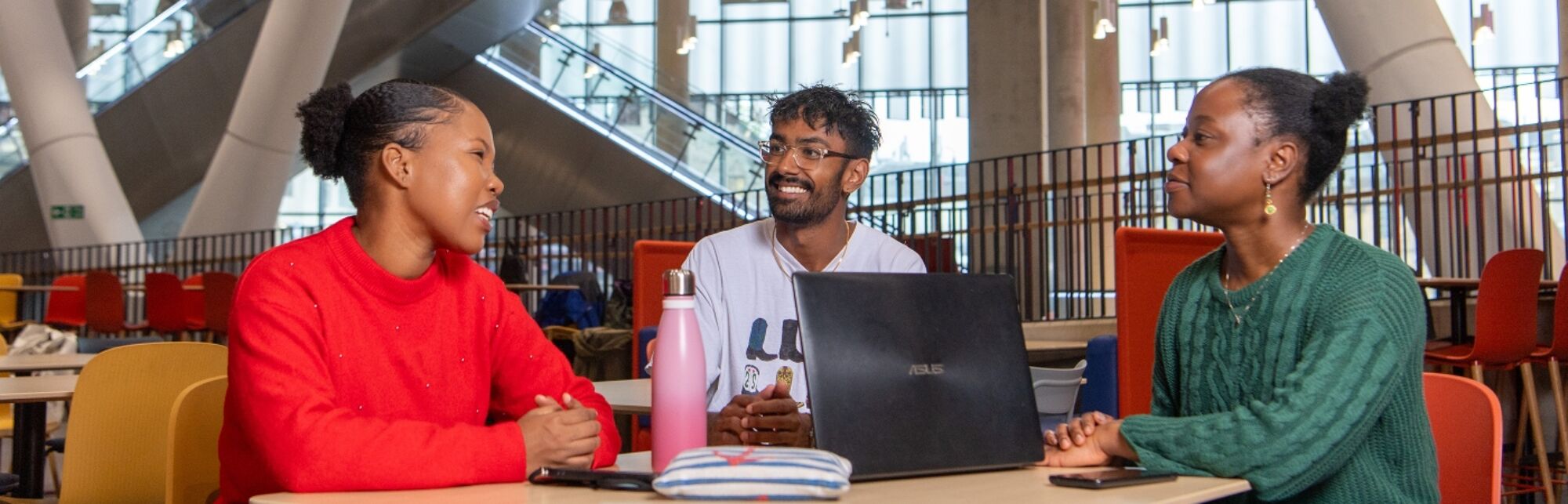 Students sitting in the James McCune Smith Learning Hub, University of Glasgow