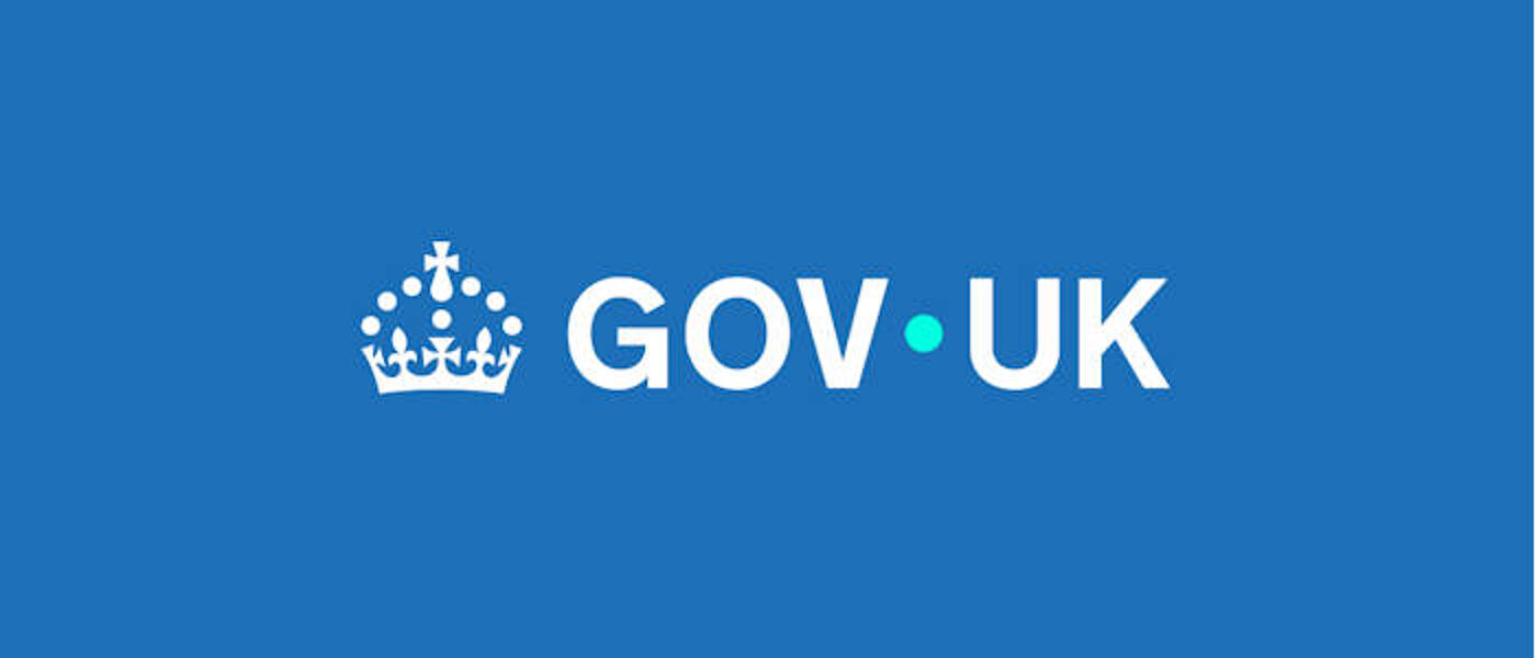 Logo for gov.uk, has the words 