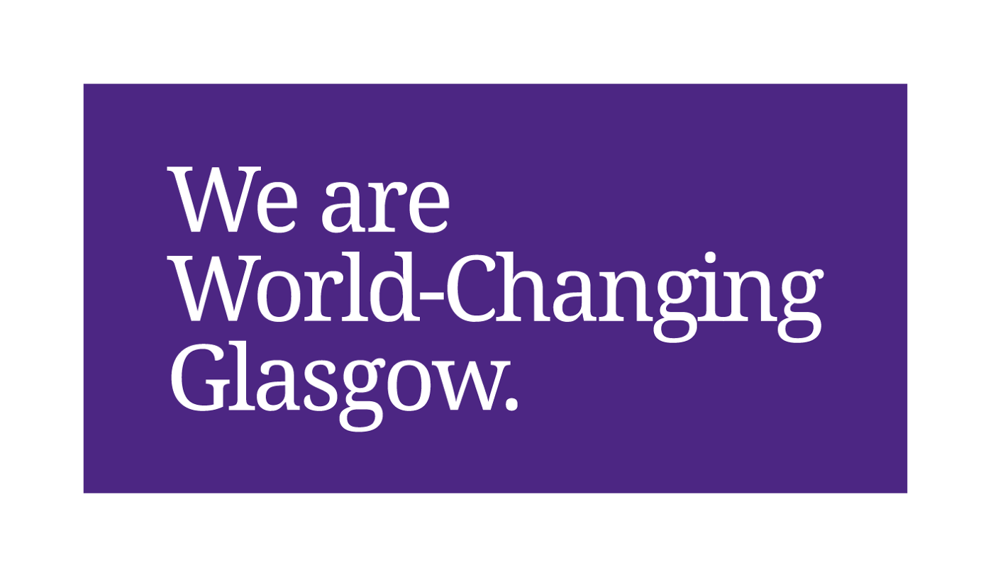 brand message stacked on dark purple