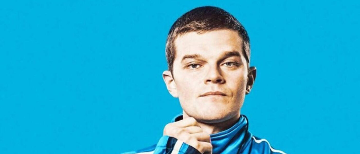 I Swear artwork featuring lead actor in blue tracksuit top