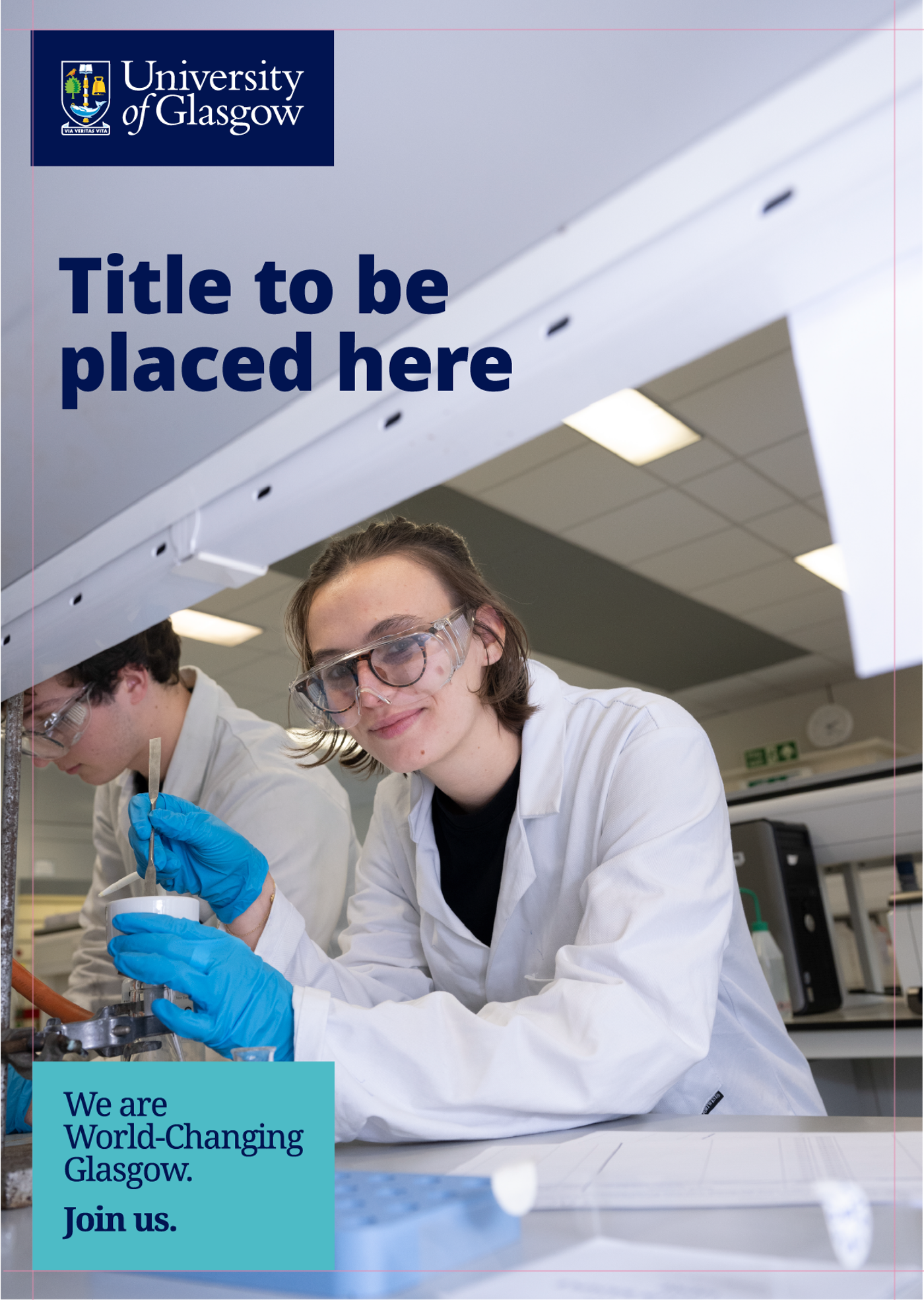 Student in lab with brand message guidlines