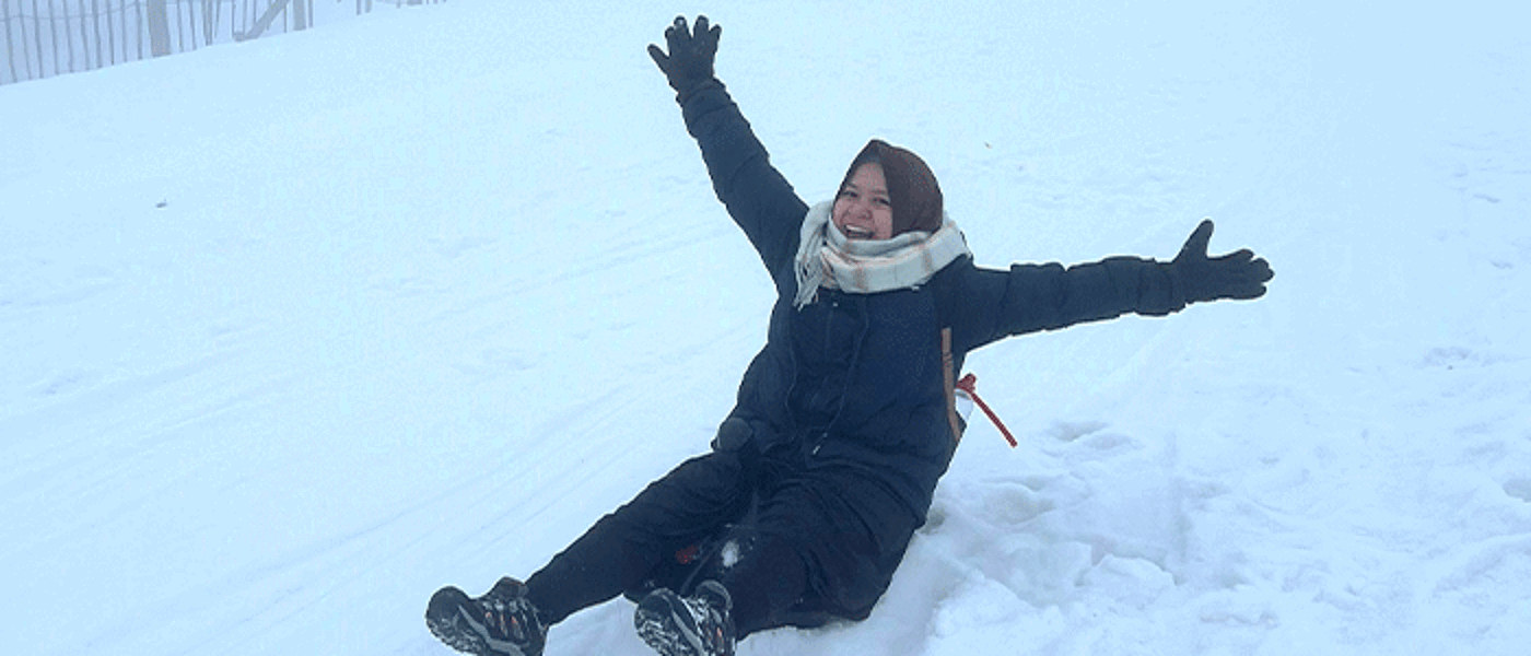 Fadhilah in the snow