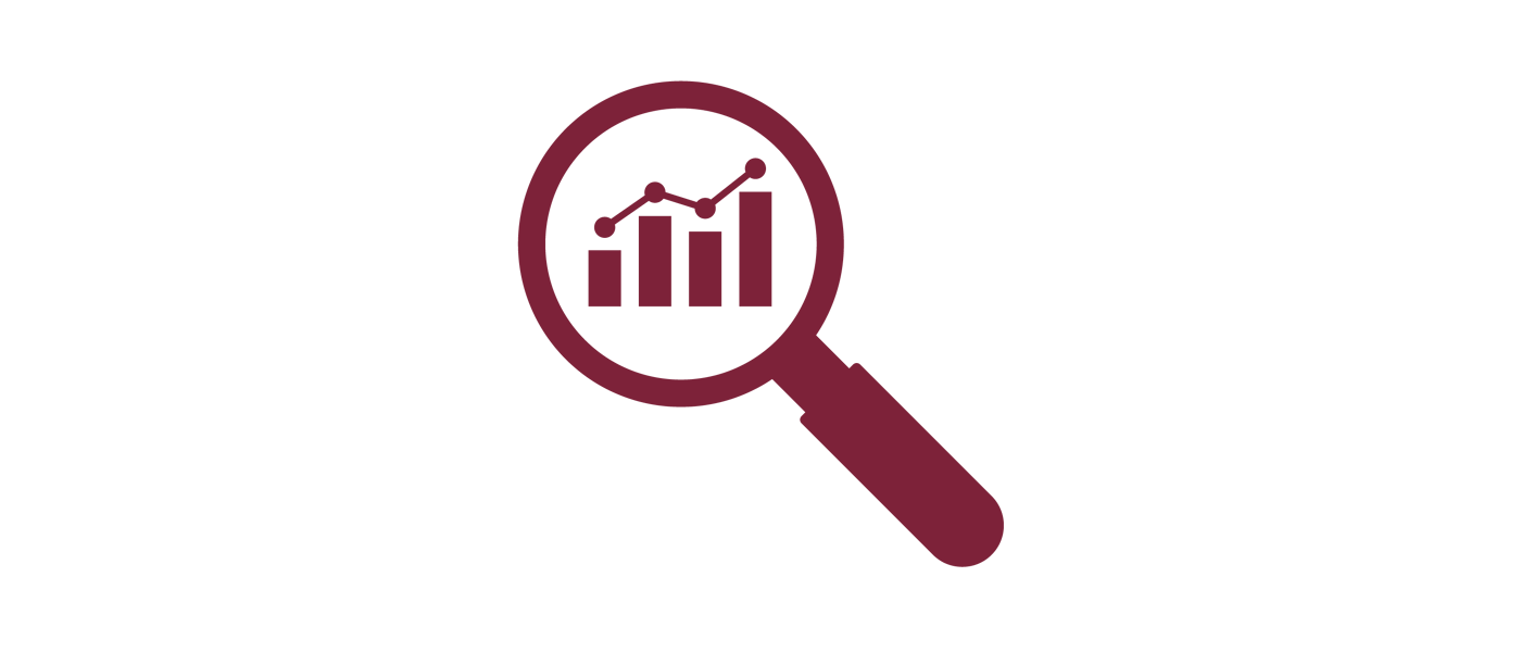 Icon of a magnifying glass looking at a graph