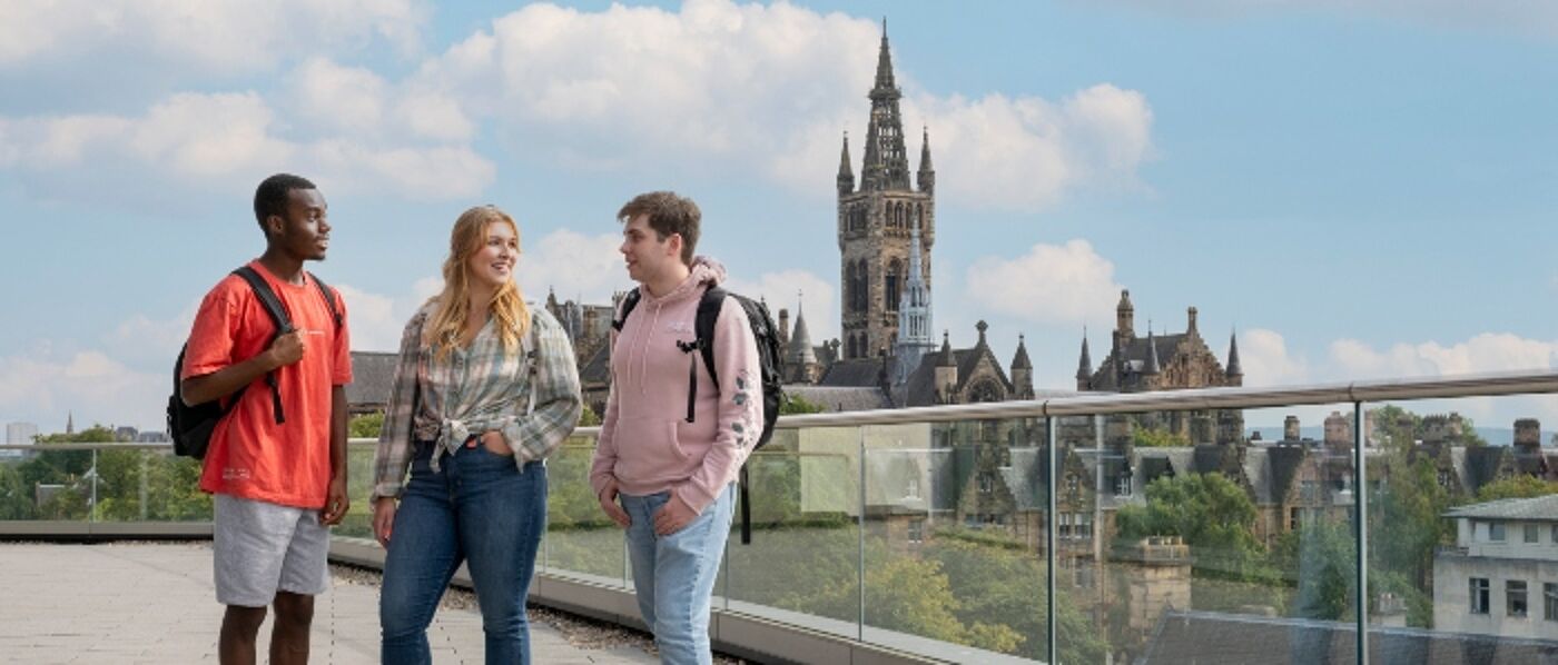 Students on the viewing deck of the James McCune Smith Learning Hub