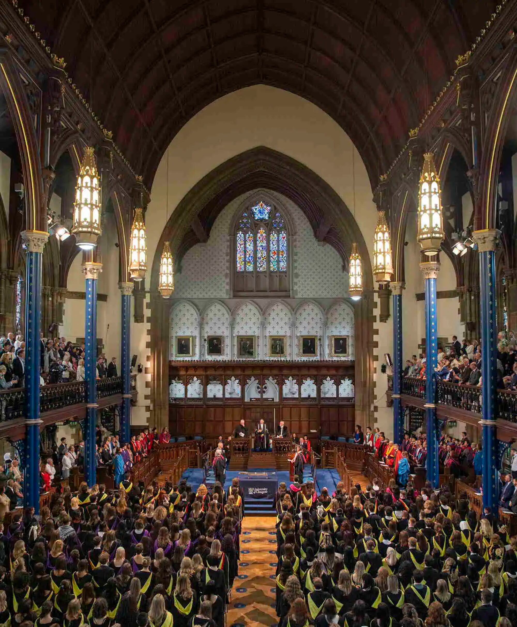 A wide view of the full Graduation Ceremony in Bute Hall